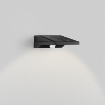 Nova Luce Tek - buiten wandlamp op zonne-energie - 11,3 x 5,4 x 19 cm - 1W LED incl. - IP54 - zandzwart