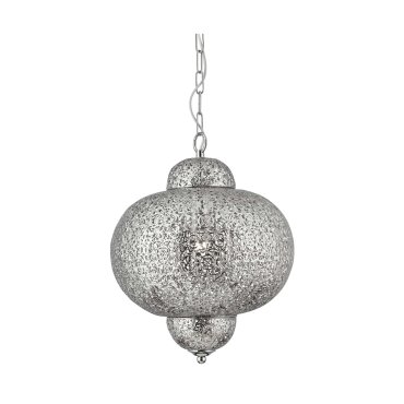 Searchlight Fretwork - hanglamp - Ø 29 x 88 cm - glanzend nikkel