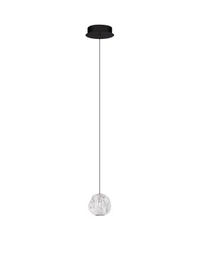 Nova Luce Ifos - hanglamp - Ø 10 x 180 cm - 6W LED incl. - zandzwart en chroomkleurig metaal