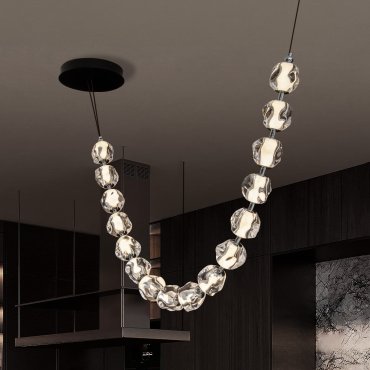 Nova Luce Ifos - hanglamp - 10 x 210 cm - 71W dimbare LED incl. - zandzwart en chroomkleurig metaal