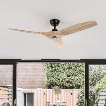 Nova Luce Arcadia - plafondventilator met afstandsbediening - Ø 132 cm - zwart en natuurlijk hout