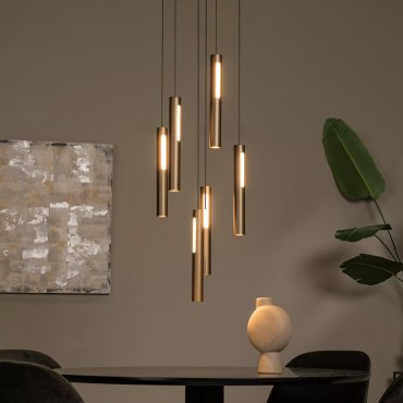 Lucide Griffith - hanglamp - Ø 38 x 236,5 cm - 6 x 7,6W dimbare LED incl. - brons