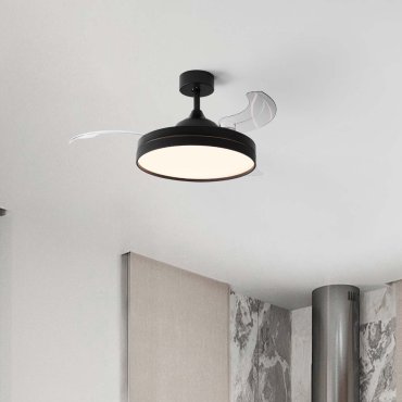 Nova Luce Nevma - plafondventilator met licht en afstandsbediening - Ø 107 x 49 cm - 36W LED incl. - mat zwart