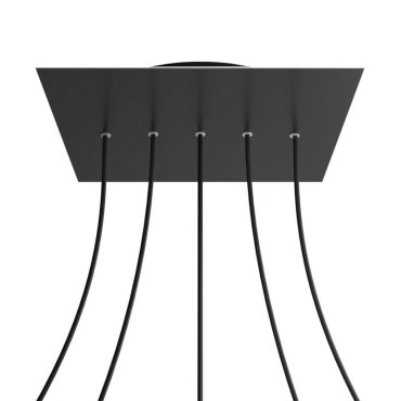 Creative Cables - Rose-One Vierkant plafondrozet voor 5 lichtpunten op lijn - 40 x 40 x 3,5 cm - zwart