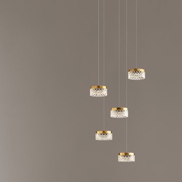 Nova Luce Bion - hanglamp - Ø 50 x 150 cm - 32W LED incl. - messing goud