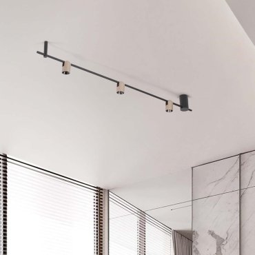 Nova Luce Sirmos - plafondlamp - 150 x 18 x 7 cm - 21W dimbare LED incl. - Moca-koffie en zandzwart