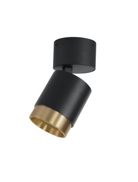 Nova Luce Spectre - opbouwspot - Ø 6,5 x 14,4 cm - 15W LED incl. - instelbare lichtbundel - zwart/goud