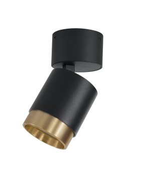 Nova Luce Spectre - opbouwspot - Ø 5,5 x 11 cm - 5W led incl. - zwart/goud