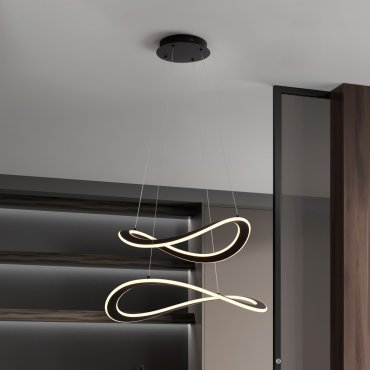 Nova Luce Celestia - hanglamp -  Ø 60 x 120 cm - 87W dimbare LED incl. - zwart