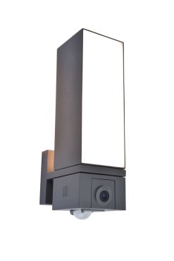 Lutec Cuba - buiten wandverlichting met bewegingsmelder en camera - slimme verlichting - Lutec Connect - 9,2 x 19,5 x 32,5 cm - 17,3W LED incl. - IP44 - donkergrijs