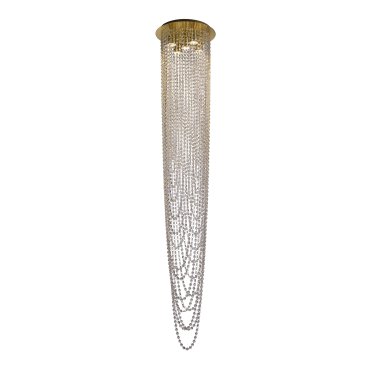 Searchlight Swoop - hanglamp - Ø 35 x 180 cm - satijn messing en transparant