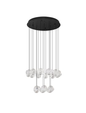 Nova Luce Ifos - hanglamp - Ø 60 x 210 cm - 87W dimbare LED incl. - zandzwart en chroomkleurig metaal