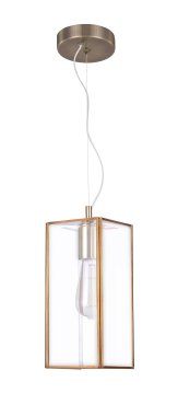 Nova Luce Flavio - hanglamp - 32 x 13 x 130 cm - transparant en antiek messing