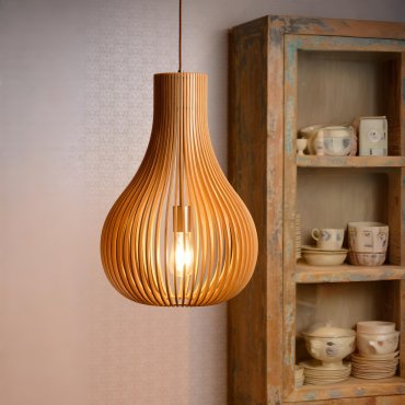 Lucide Bodo - hanglamp - Ø 38 x 195 cm - hout