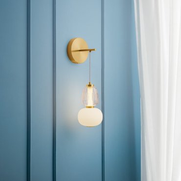 Nova Luce Movil - wandlamp - Ø 22 x 62 cm - 18W dimbare LED incl. - goud, helder en opaal