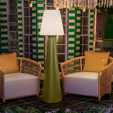 New Garden Lola 165 Pop - vloerlamp met oplaadbare lichtbron - Ø 45 x 165 cm - RGB + wit 10W LED incl. - dimbaar met afstandsbediening - IP54 - olijfgroen