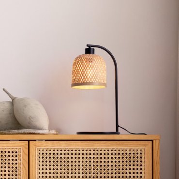 Nova Luce Intra - tafellamp - Ø 16 x 41 cm - natuurlijk bamboe en zwart