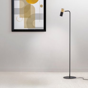 Nova Luce Pongo - vloerlamp met schakelaar en USB-stekker - Ø 25 x 135 cm - zandzwart en goud