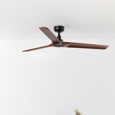 Faro Heywood L - plafondventilator - Ø 132 cm - mat zwart en donker walnoot