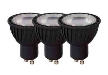 Lucide LED-spots (set van 3) - Ø 5 x 5,3 cm - GU10 - 5W dimbaar - 3000K - zwart