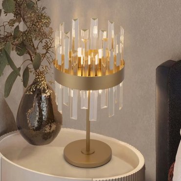 Nova Luce Crown - tafellamp - Ø 25 x 50 cm - satijn goud