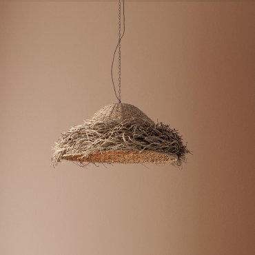 Nova Luce Natu - hanglamp - Ø 86 x 200 cm - natuurlijk zeegras en zwart