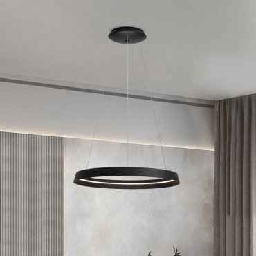 Nova Luce Ormi - hanglamp - Ø 60 x 150 cm - 52W dimbare LED incl. - zandzwart