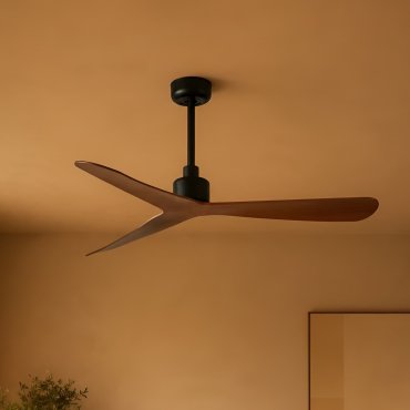 Faro Rocker M - plafondventilator - Ø 132 cm - mat zwart en walnoot
