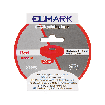 Elmark isolerende PVC tape 19mm - 20 meter lengte - rood