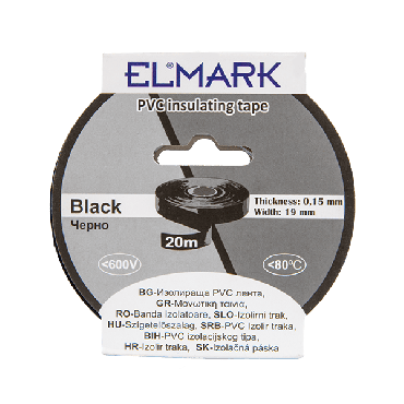 Elmark isolerende PVC tape 19mm - 20 meter lengte - zwart