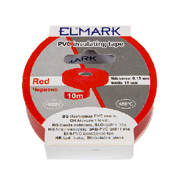 Elmark isolerende PVC tape 19mm - 10 meter lengte - rood