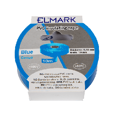 Elmark isolerende PVC tape 19mm - 10 meter lengte - blauw
