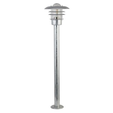 Searchlight Conrad - lantaarnpaal - Ø 23 x 98 cm - IP44 - gegalvaniseerd zilver