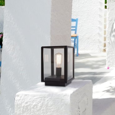 Nova Luce Zest - sokkellamp - 20 x 20 x 29 cm - IP54 - donkergrijs