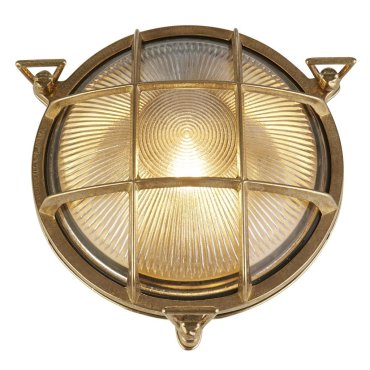 Searchlight Bulkhead - buiten plafond/wandlamp - Ø 23 cm - IP64 - messing en transparant