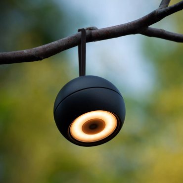 Lucide Lunex buitenlamp - oplaadbaar via USB-kabel - 10,2 x 10,9 x 11 cm - 2W dimbare LED incl. - IP54 - zwart
