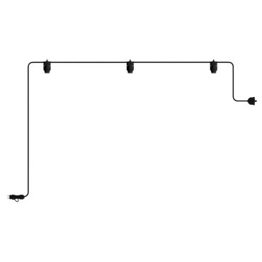 Creative Cables Eiva - draagbare lichtslinger - 4,9 meter totale lengte - 3 x Eiva 2-way E27-fitting met siliconen kabelhouder - IP65 - zwart