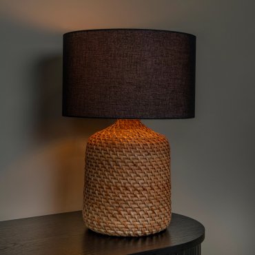 Lucide Arrah - tafellamp - Ø 35 x 50 cm - zwart en lichtbruin