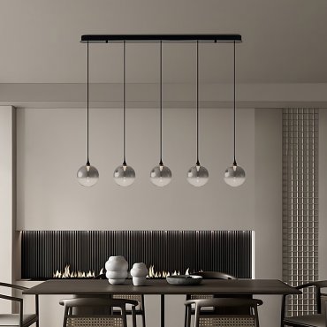 Nova Luce Orenda - hanglamp - 120 x 180 x 16 cm - 20W dimbare LED incl. - mat zwart en rokerig glas