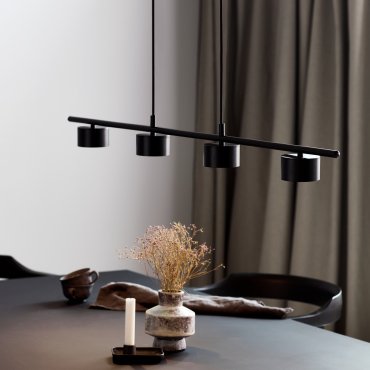 Nordlux Clyde - hanglamp - 115 x 8,5 x 209,3 cm - 3 stappen dimmer - 4 x 5W LED incl. - zwart