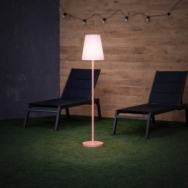New Garden Lola slim 120 - oplaadbare vloerlamp met zonnepaneel - RGB+W - Ø 26 x 119 cm - 4,6W dimbare LED incl. - IP65 - roségoud