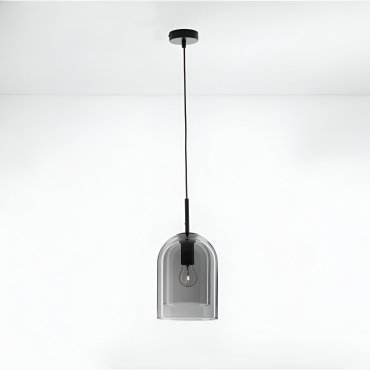 Nova Luce Velor - hanglamp - Ø 18 x 240 cm - rookglas en zwart