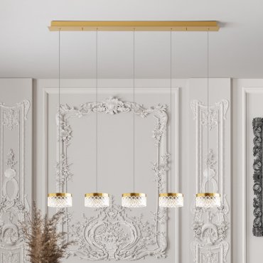 Nova Luce Bion - hanglamp - 115 x 120 x 15 cm - 32W LED incl. - messing goud