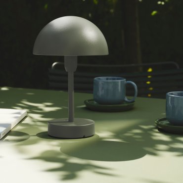 Nordlux Ellen To-Go - draadloze buiten tafellamp met laadstation - Ø 16 x 25 cm - 3 stappen dimbaar - 2,8W LED incl. - IP44 - olijfgroen