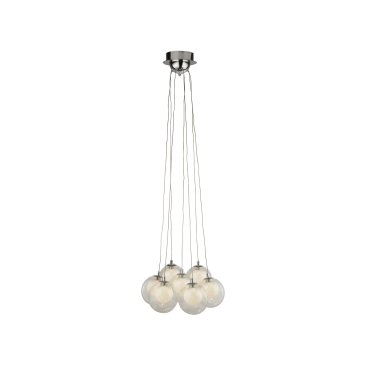 Searchlight Cluster - hanglamp - 39 x 35,5 x 120 cm - 7 x 2W dimbare LED incl. - chroom en transparant
