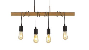 Searchlight Woody - hanglamp - 70 x 150 cm - zwart en bruin