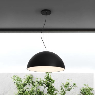 Nova Luce Tholos - hanglamp - Ø 70 x 240 cm - zandzwart en mat wit