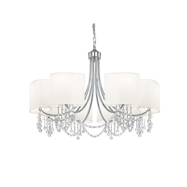 Searchlight Nina - luster - Ø 75 x 106 cm - chroom en wit
