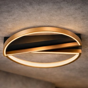 Nova Luce Elize - plafondlamp - 43,2 x 43,6 x 8 cm - 28W dimbare LED incl. - zwart en goud
