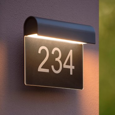 Lucide Thesi Led - buiten wandverlichting met huisnummers - 6W LED incl. - IP54 - zwart
